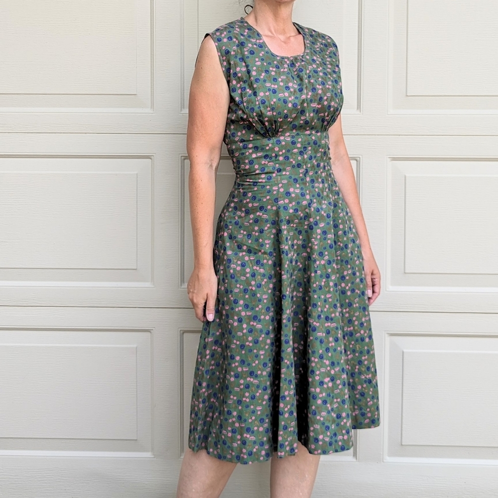 1950's Vintage Cotton Dress 50's Rooster S